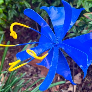Heather Metal Flower Stake: Blue Desert Flower Decoration