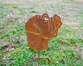 Estaca de metal para jardín de boxeador: arte rústico para perros