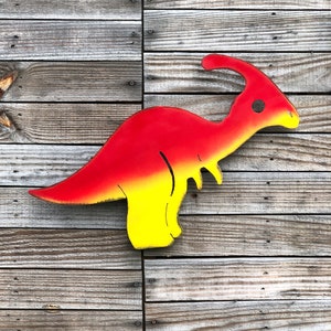 parasaur wall hanging metal dinosaur - unique dinosaur home decor - privacy fence dinosaur art - handmade only dinosaur art - parasaur art