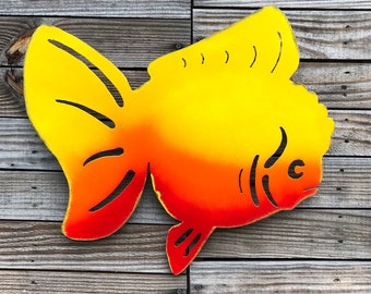 Oranda goldfish decor - Wall hanging goldfish - Goldfish note board - Magnetic goldfish decor - outdoor metal wall art - Wall mounted Oranda