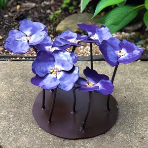 Pansy artificial metal flowers restore life to empty pots 7 bright colorful blooms no watering multiple base sizes from 4 up to 14 image 7