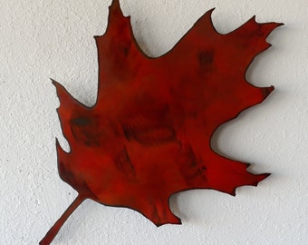 Metal maple leaf - Wall hanging maple leaf - Maple leaf note board - Maple leaf - Metal leaf - Red leaf organizer - outdoor metal wall art