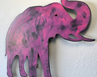 Metal elephant - Wall hanging elephant - 20" magnetic board - Pink elephant decor - Elephant wall accent - outdoor metal wall art