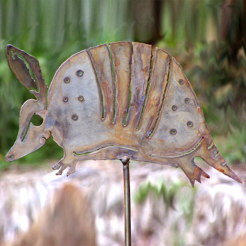 Armadillo Metal Stake Metal Armadillo Yard Art Etsy