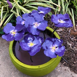 Pansy artificial metal flowers restore life to empty pots 7 bright colorful blooms no watering multiple base sizes from 4 up to 14 image 5