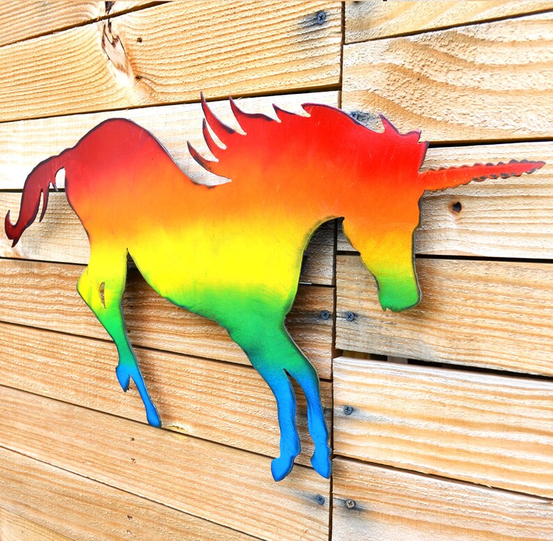 Unicorn rainbow wall hanging metal sculpture Etsy