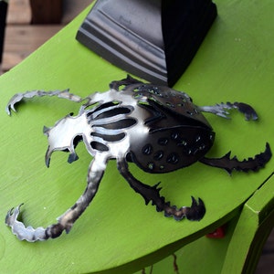 Metal beetle sculpture - Steel beetle art - Iron beetle decor - Insect bug art - Insect metal sculpture - Rhino beetle sculpture