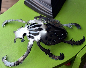 Metal beetle sculpture - Steel beetle art - Iron beetle decor - Insect bug art - Insect metal sculpture - Rhino beetle sculpture
