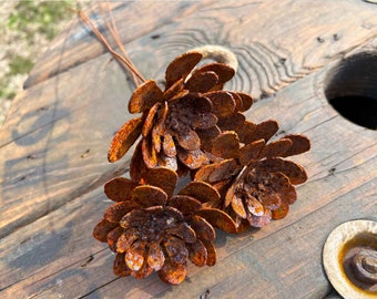 Rusty zinnia flowers weathered - set of 4 - rustic handmade zinnias - unique quality 3 inch bloom width - artificial exceptional U.S. made