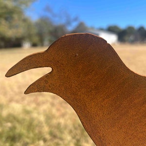 crow metal garden stake rustic bird art raven flowerbed marker free shipping handmade in arkansas unique gift idea rusty yard art image 2