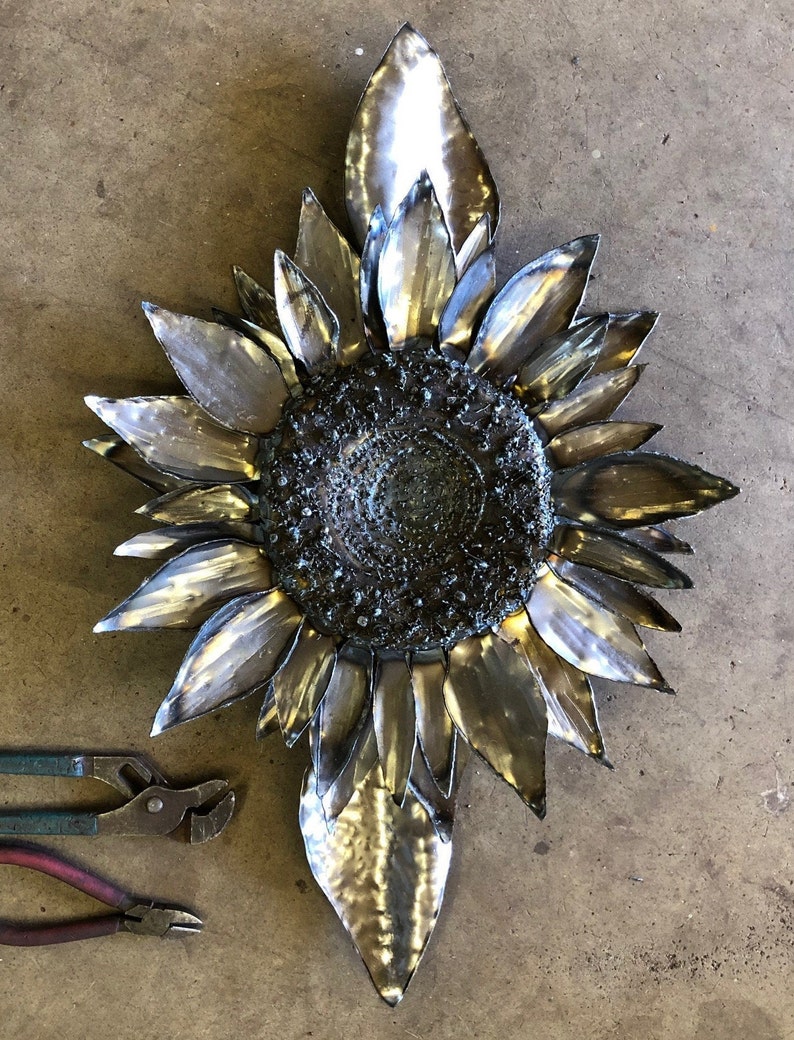 Sunflower Wall Hanging Sculpture Elegant Silver Metal Design Etsy
