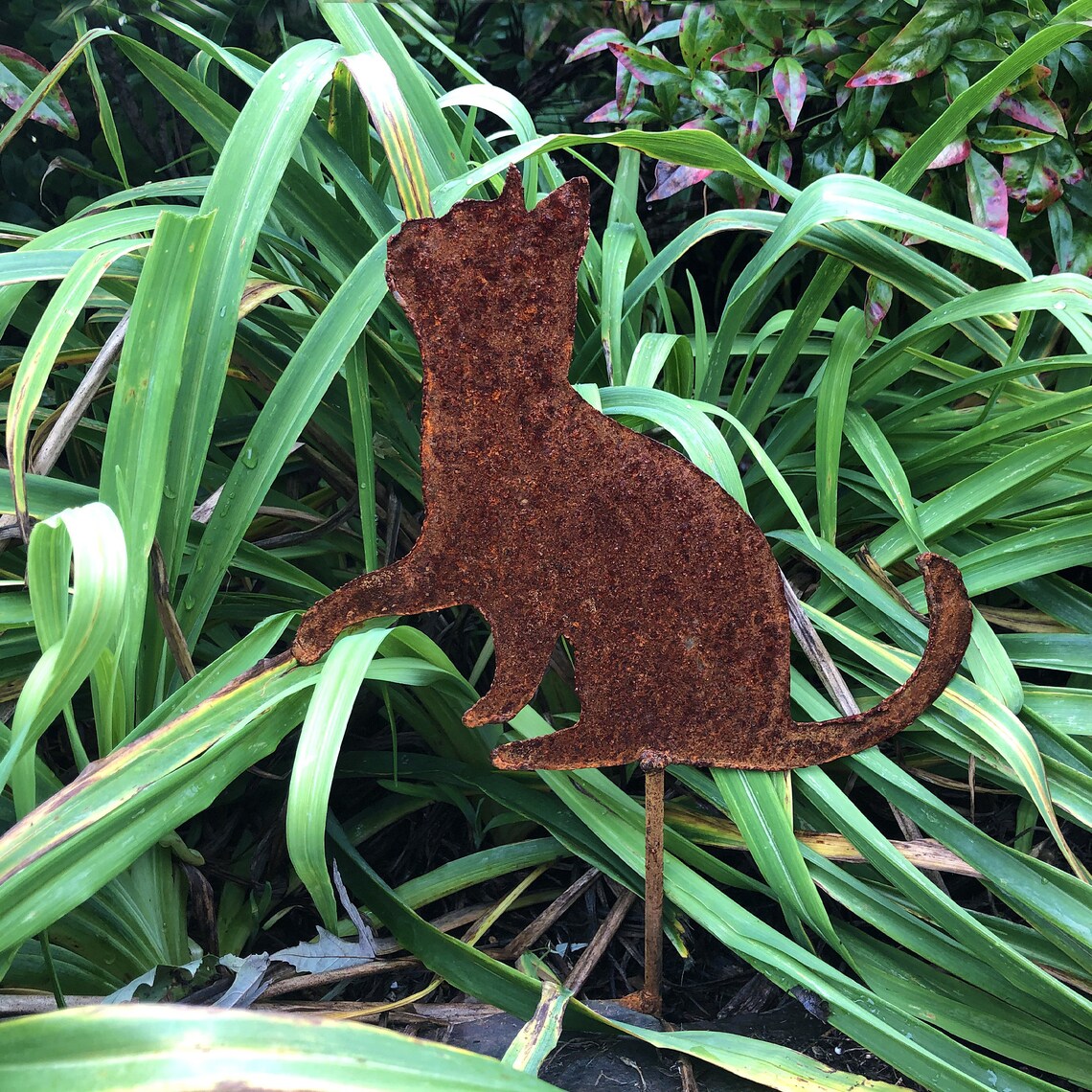 Cat pawing planter stake metal cat garden stake cat home Etsy