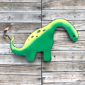 brontosaurus wall hanging metal dinosaur - unique dinosaur home decor - privacy fence dinosaur art - handmade only dinosaur art