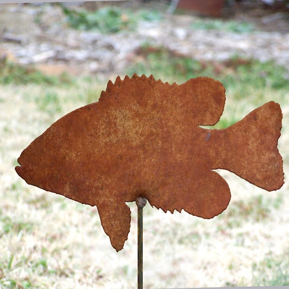 Metal Bass Stake Fish Sculpture for Garden Free Shipping Perfect