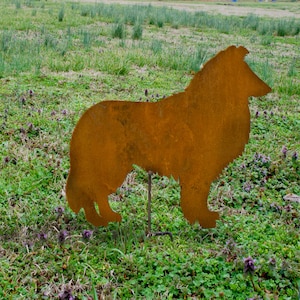 Rough collie on stake - Rusted Collie sculpture - Outdoor living rough Collie - Collie planter stake - Border Collie planter decor