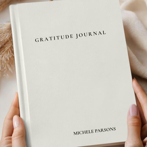 Gratitude Journal Personalized Hardcover Notebook, Daily Mindfulness Happiness Journal, Positivity and Intentional Living Diary