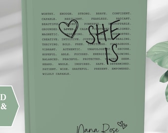 Personalized Womens Affirmation Journal She Is Custom Name Self-Care Self-Love Diary, You Are Loved Notebook Mothers Day Gift Mom Daughter