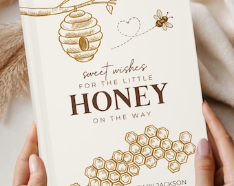 Little Honey Bee Baby Shower Guest Book Personalized Custom Name Date Journal, Letters to Baby Mom to Bee Advice Wishes Keepsake Notebook