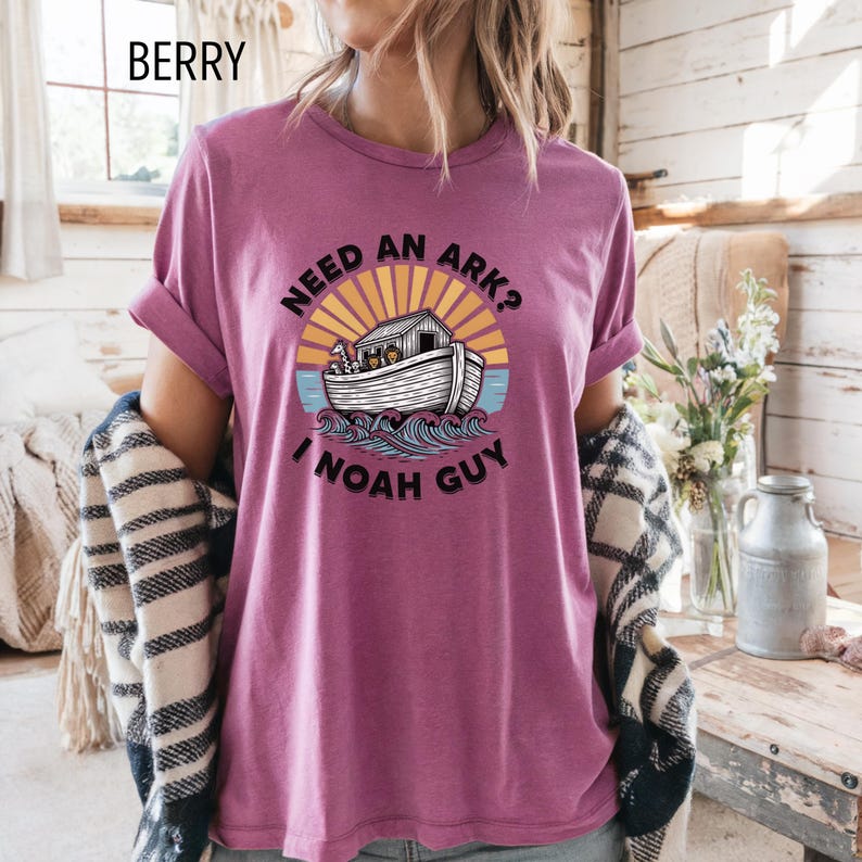 Funny Christianity TShirt, Retro Bible Inspired Comfort Colors® Tee, Need an Ark I Noah Guy T-Shirt, Religious Faith Church Group Apparel image 5