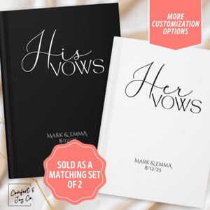 Personalized His Hers Vow Books Set of 2, Hardcover Custom Wedding Vow Books, Bride and Groom Gift, Mr Mrs Vow Renewal Ceremony Keepsakes