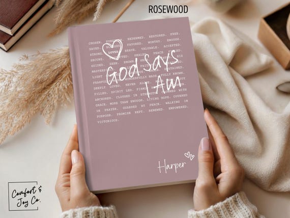 God Says I Am Prayer Journal Personalized Christian Positive Affirmation Notebook for Women, Custom Faith Journal Confirmation Baptism Gift