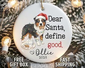 Australian Shepherd Christmas Ornament Personalized 2026 Funny Dog Breed Gifts, Custom Aussie Puppy Funny Dog Ornaments, Shepherd Owner Xmas