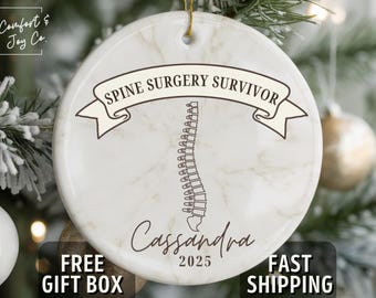 Ornement personnalisé pour chirurgie de la colonne vertébrale 2026, souvenir d'une opération du dos, cadeau idéal pour la convalescence après une hernie discale ou une fusion vertébrale, à glisser dans une chaussette de Noël.