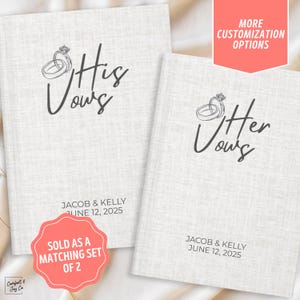 Personalized His Hers Vow Books Set of 2, Hardcover Custom Wedding Vow Books, Bride and Groom Gift, Mr Mrs Vow Renewal Ceremony Keepsakes