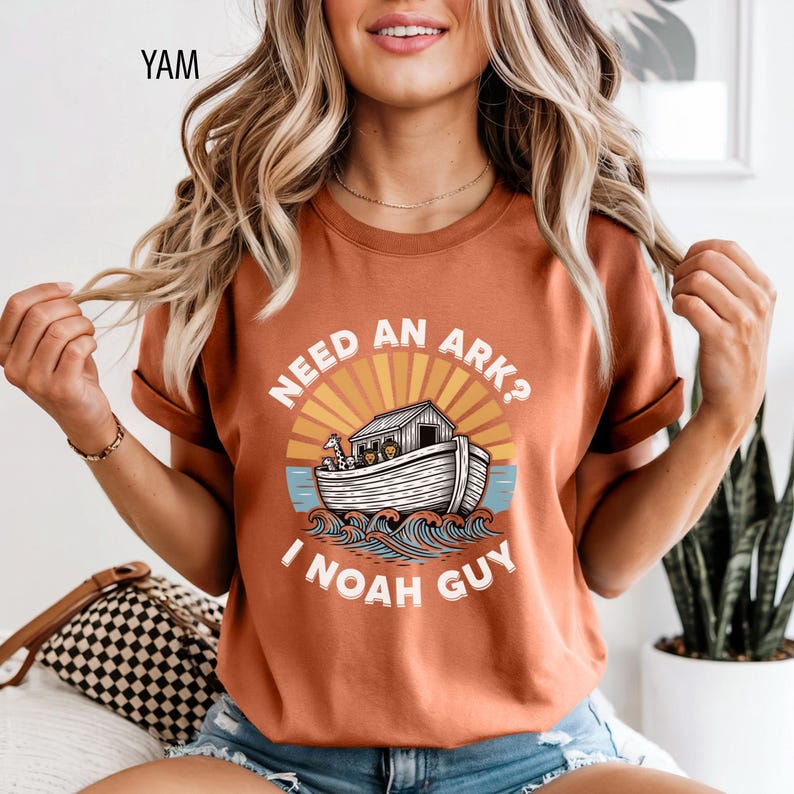 Funny Christianity TShirt, Retro Bible Inspired Comfort Colors® Tee, Need an Ark I Noah Guy T-Shirt, Religious Faith Church Group Apparel image 6