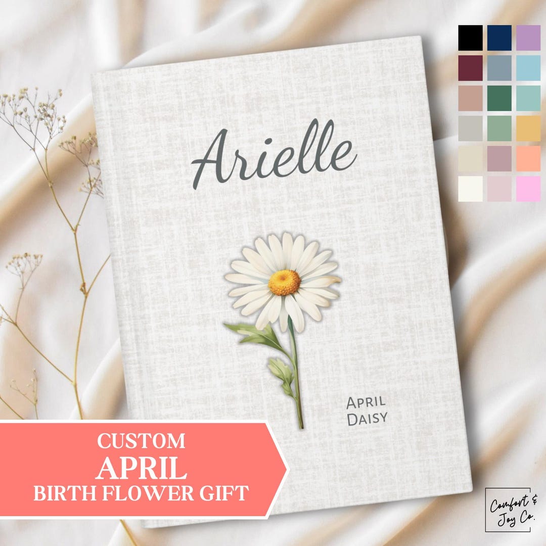 Notebook April April Birth Flower Journal Personalized Gift, Custom Cover Name Birth ...