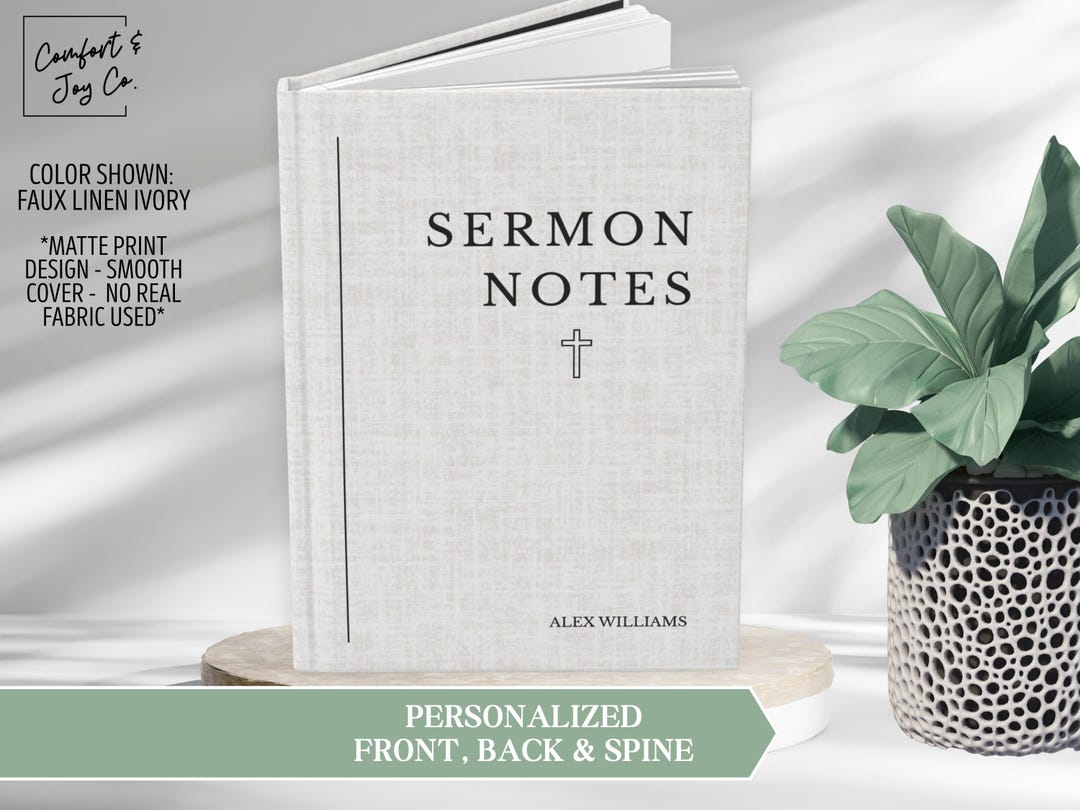 Personalized Sermon Notes Journal Christian Faith Notebook, Custom Name ...