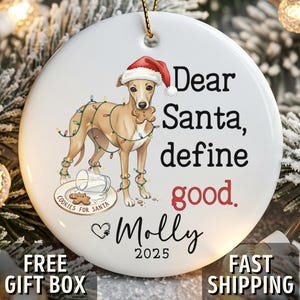 Greyhound Ornament Personalized 2025 Funny Dog Breed Gifts, Custom Italian Greyhound Dog Owner Xmas Stocking Stuffer Dog Christmas Keepsake