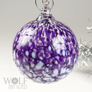 Hand Blown Glass Ornament – Purple Ombré Blown Glass Bauble by Dean Wolf | Unique Holiday Decor | Handmade in Austin, Texas