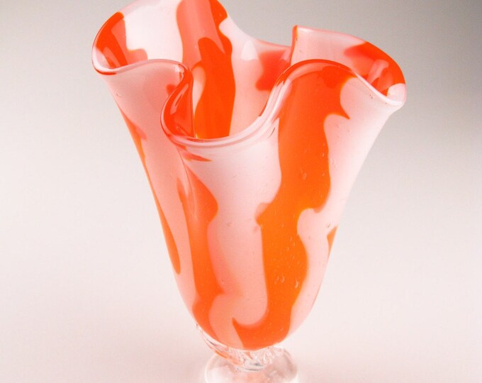SALE Blown Dreamsicle Fluted Glass Vase Etsy