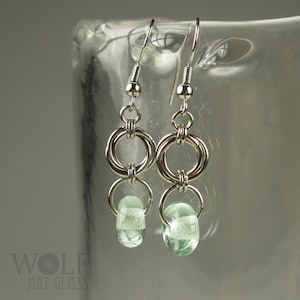 Handmade Recycled Glass Bead Earrings - Recycled Bottle Floret Drop Earrings by Dean Wolf |  Artisan Jewelry | Crafted in Austin, Texas