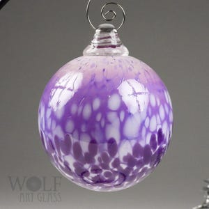 Hand Blown Glass Ornament – Lilac Purple Ombré Blown Glass Ball by Dean Wolf | Unique Holiday Decor | Handmade in Austin, Texas