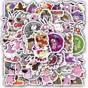 60PCS Courage Waterproof The Cowardly Vinyl Dog Stickers – Classic Cartoon Horror-Comedy Decals!