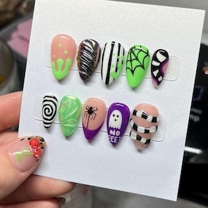 Beetlejuice Custom Press On Nails