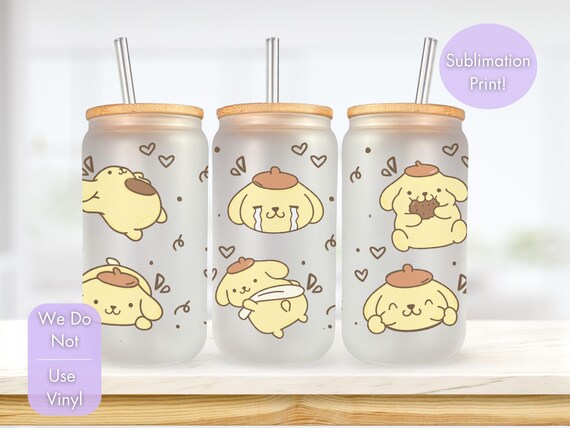 Pompompurin Frosted Glass Tumbler | Kitty and Friends, Fan Art