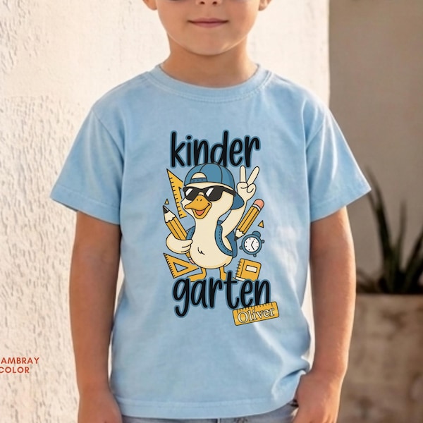 Personalized Kindergarten Shirt, Custom Kids Name Back to School Tshirt, First Day of School Tee,  Preschool Boys Outfit Gift