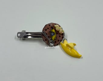 Ice cream banana kitty hair clip (single)
