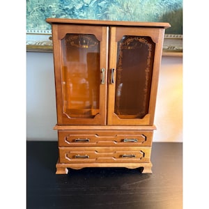 Jewelry Armoire Vintage Wood Storage Retro Gift