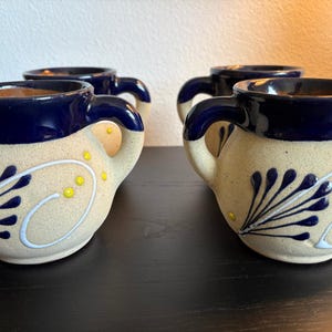 Mexican Artisan Hand Painted Jarrito Ponchero Clay Mugs