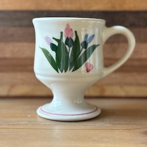 Vintage 1993 Clay Design Footed Mug Set of 4 - Perfect Cottagecore Gift for Coffee Lover or Display
