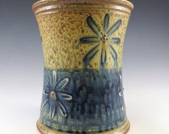 Daisies Crock/ Wide Vase/ Utensil Holder