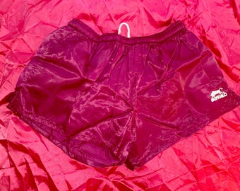 NIB Vintage Maroon Buffalo Sports Nylon Satin Soccer Shorts Tie Waist 40 XL