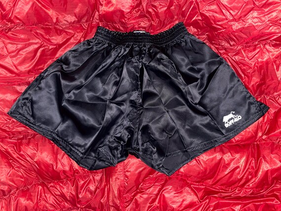 NIB Vintage Black Buffalo Sports Nylon Satin Soccer Shorts Elastic Waist XL 38