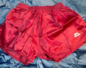 NIB Vintage Dark Red Buffalo Sports Nylon Satin Soccer Shorts Elastic Waist XL 42