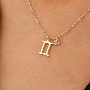 Naszyjnik zodiaku księżycowego z kamieniem szlachetnym, naszyjnik zodiaku kształty, maleńki wisiorek zodiaku, naszyjnik z horoskopem, niestandardowy naszyjnik zodiaku