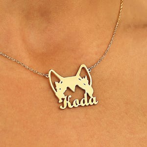 Dog Name Necklace, Personalized Name Dog Ears Necklace, Design Dog Ear, Pet Jewelry, Pet Memorial Gift, Animal Jewelry, Perfect Gift